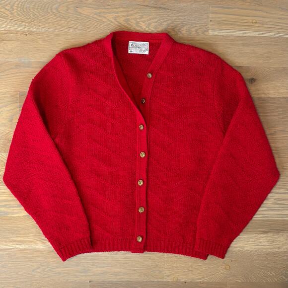 VTG 80s Pendleton Cardigan 100% Virgin Wool Made In USA Red Womens Medium - Picture 1 of 7